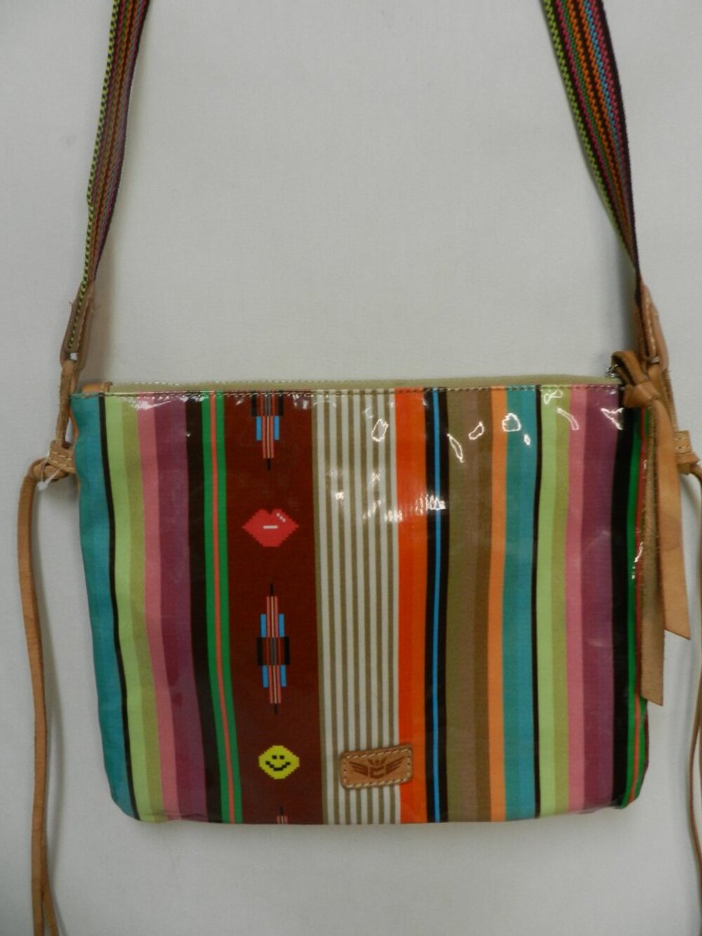 Consuela Sharky Legacy patent leather Crossbody Messenger bag purse zip top